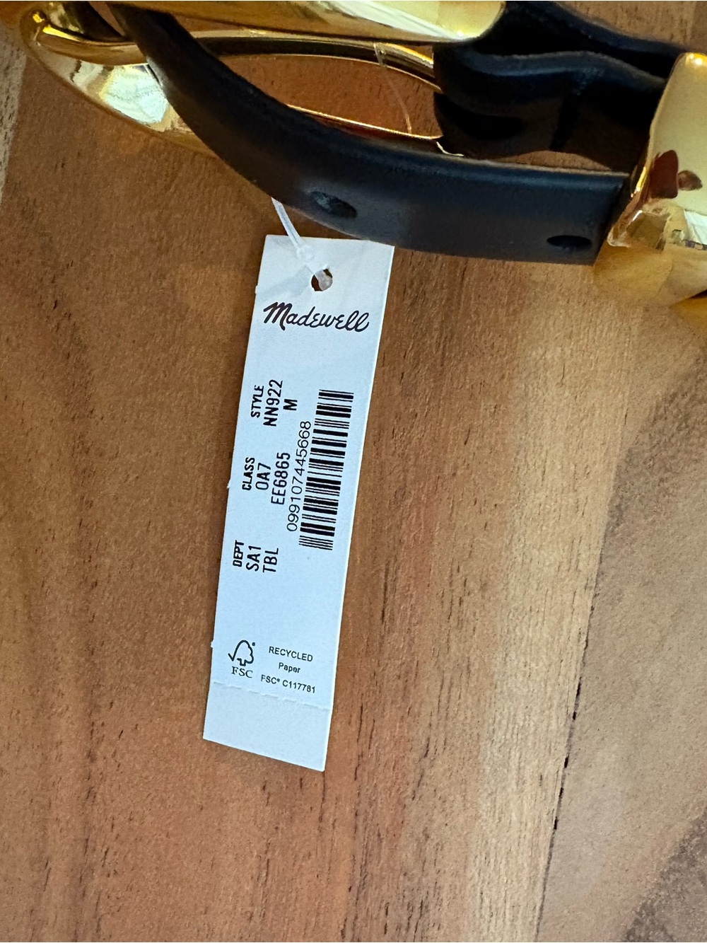Madewell Metal Keeper Belt in Black/Gold - Picture 2 of 4